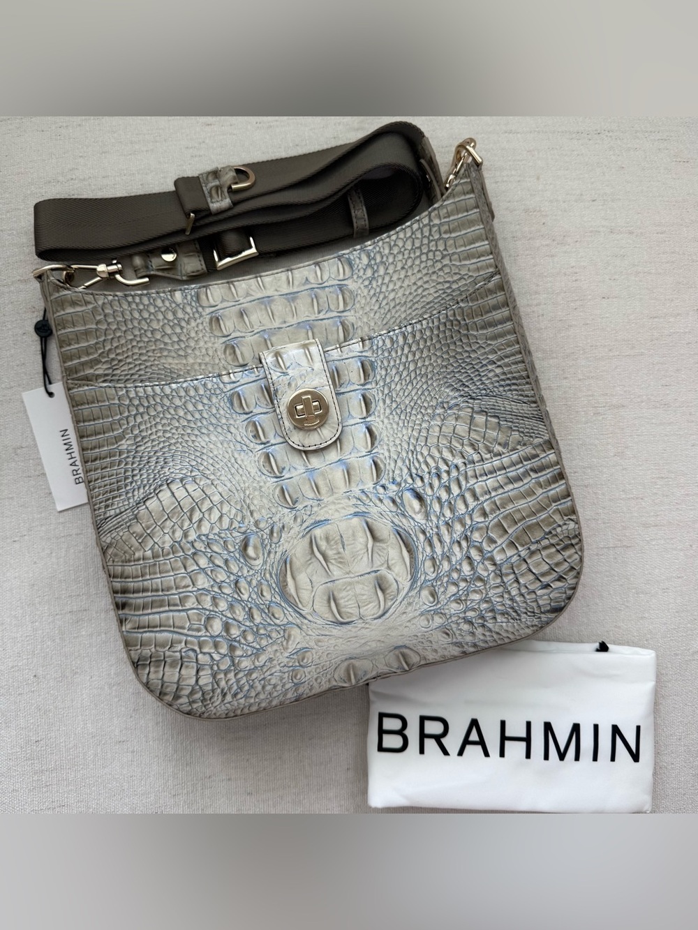 Brahmin Leia Crossbody Bag Mindful Grey Melbourne Leather